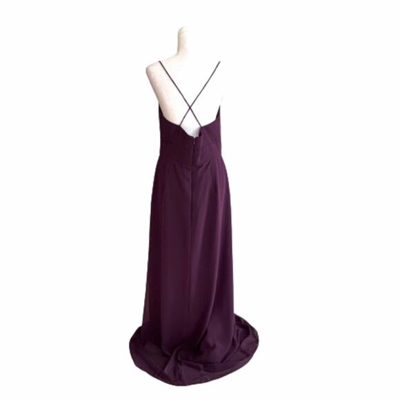 After Six Aubergine Spaghetti Strap Pleated Pocket Formal Dress 1514 Size 14 NEW - Picture 6 of 14